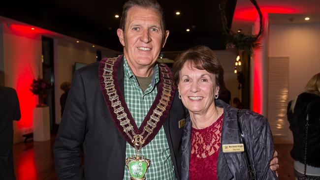 Tea Tree Gully Mayor Kevin Knight with his wife Karen at a social event at Modbury.