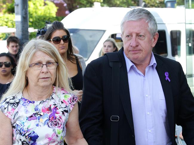 Fay and Mark Leveson leaving Glebe Coroners Court this afternoon.