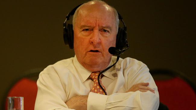 Alan Jones broadcasting his show from the Orange Ex-Services Club. Picture: Jonathan Ng