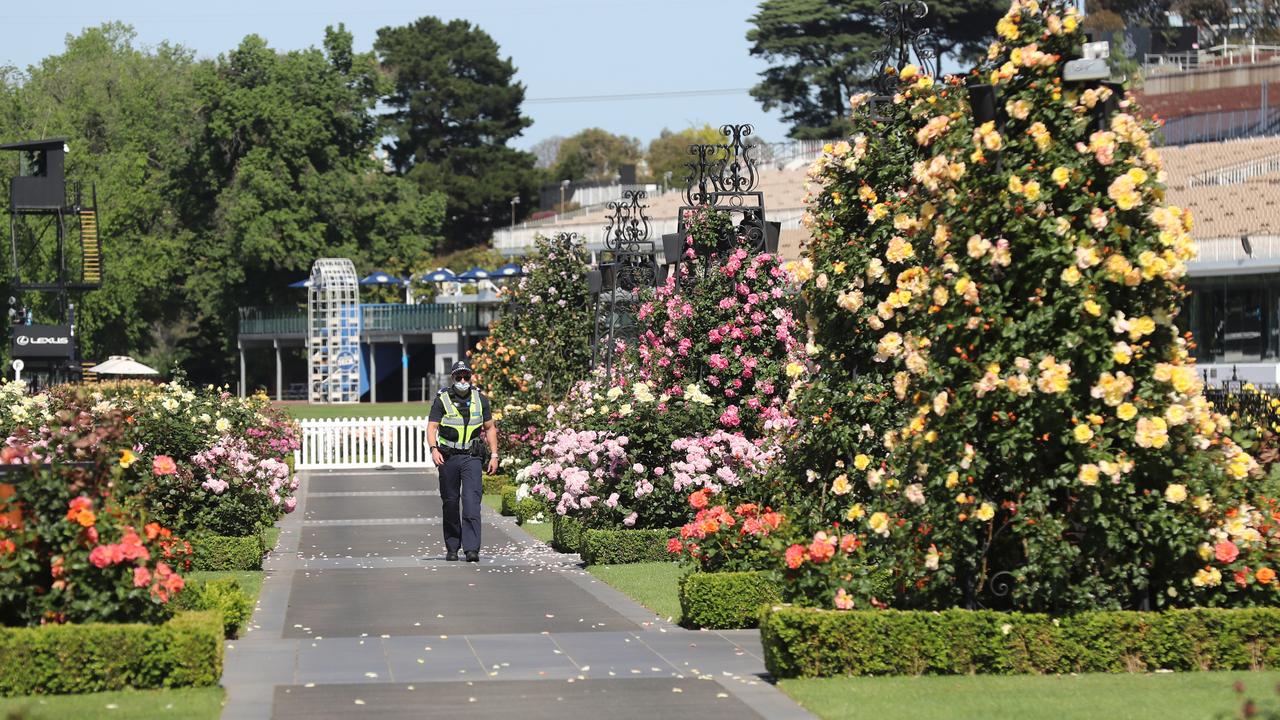 How nice for this police officer to walk this path … Picture: Alex Coppel