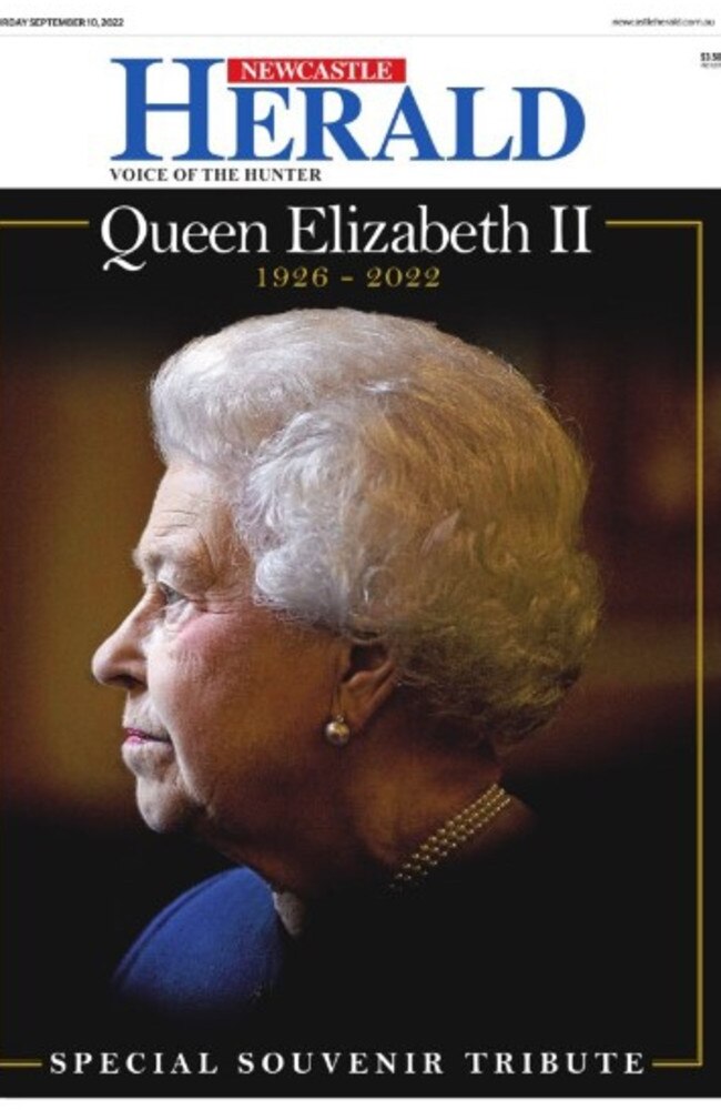 Australian newspaper front pages commemorate the passing of the Queen