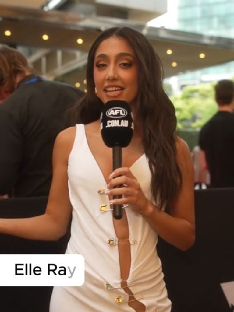 The 21-year-old was hosting live on the red carpet for the AFL TikTok account. Picture: TikTok/AFL