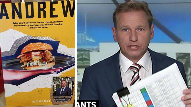 ABC political editor Andrew Probyn has been "burgered" by Huxtaburger. Pictures: Supplied