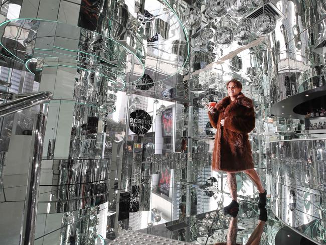 Coined the worldÃ¢â¬â¢s first Ã¢â¬ËMirror BarÃ¢â¬â¢ the venue made entirely of mirrors opened in the thick of the glitter strip at Surfers Paradise on Friday. Social Media manager Saraya Tullberg check out all the reflections in the bar. Picture Glenn Hampson