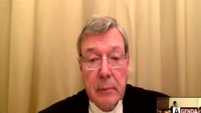 Commission continues...Cardinal George Pell appears via video link from the Vatican in the Commission into child abuse. Picture: Supplied