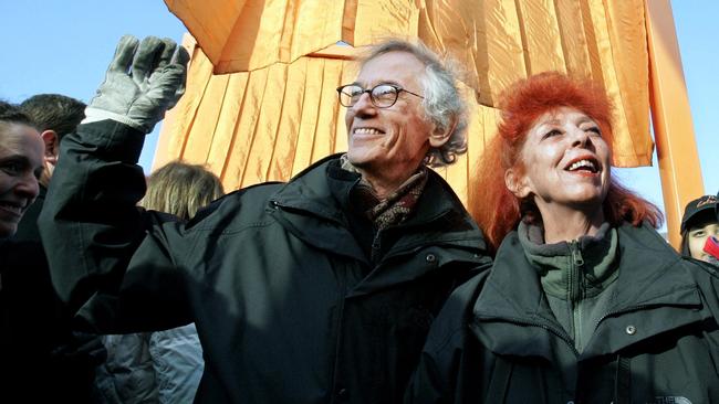 Christo and wife and partner Jeanne-Claude at the opening of The Gates in 2005. Picture: AP