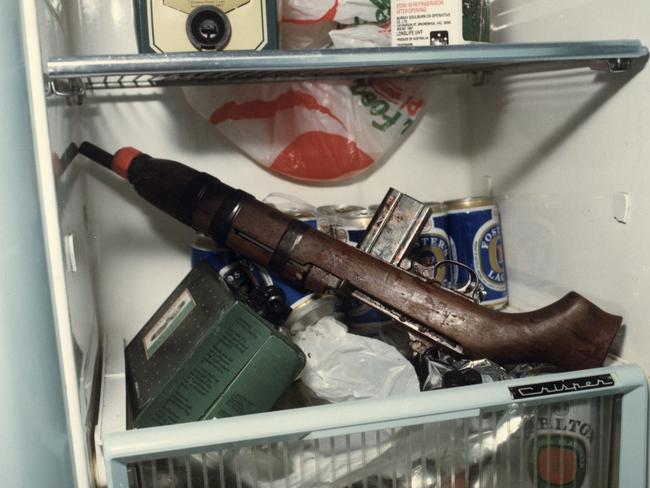 Survivors of the carnage placed the M1 carbine in a fridge.