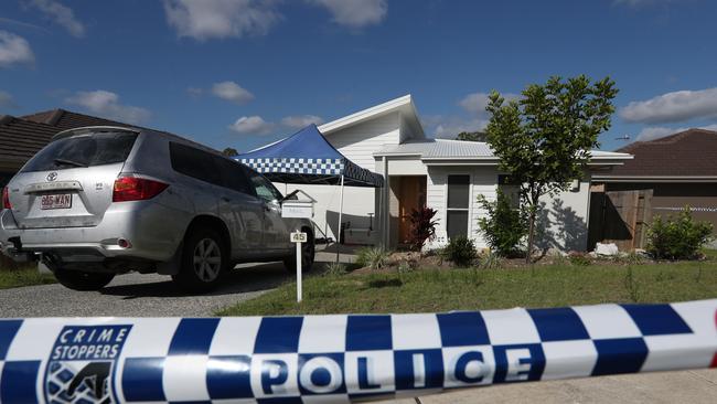 The crime scene outside Teresa Bradford’s home at Pimpama. Picture by Scott Fletcher