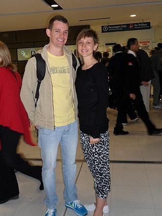 My husband and I leaving Sydney airport ready for the adventure. Picture: Tatyana Leonov