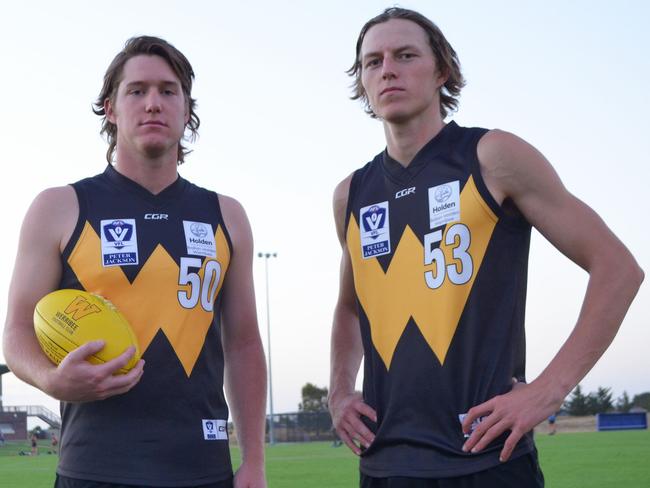 Nightcliff star tall forward recruit Tom Boyd (right) with Werribee teammate Hudson Garoni. Picture: WERRIBEE FOOTBALL CLUB