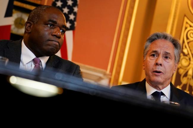 UK Foreign Secretary David Lammy (L) hosted US Secretary of State Antony Blinken (R) in London