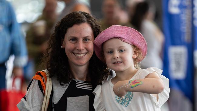 Sarah Cullen and Lucy Cullen at the Territory's newest ADF families were welcomed at the Darwin Convention Centre on Saturday. Picture: Pema Tamang Pakhrin