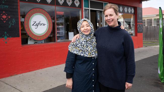 JNI Covid photo essay - The AusHabiba Mohammad Mohsin, one of the cooks at Zafira Fine Foods an Afghani restaurant in the Hobart suburb of  Moonah.  (with owner Kirsten Singleton)            12/09/2020photo by Peter Mathew