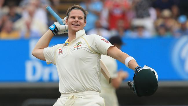 Australia's Steve Smith celebrates reaching his century