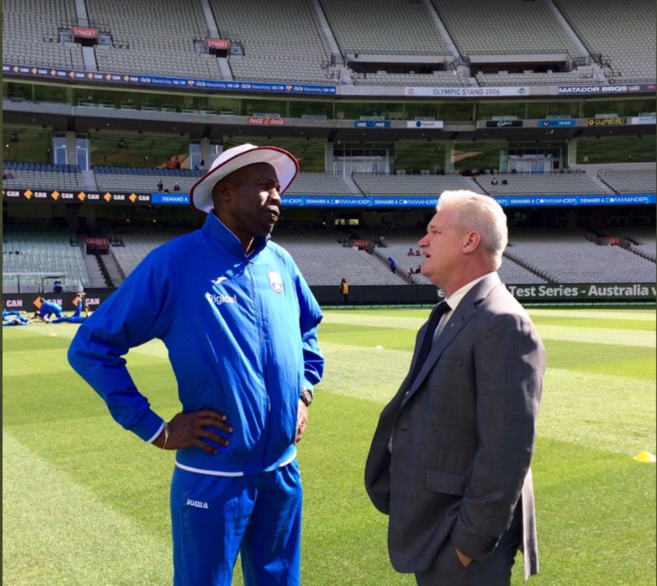 Sir Curtly Ambrose and Dean Jones at the MCG years after the on-field clash