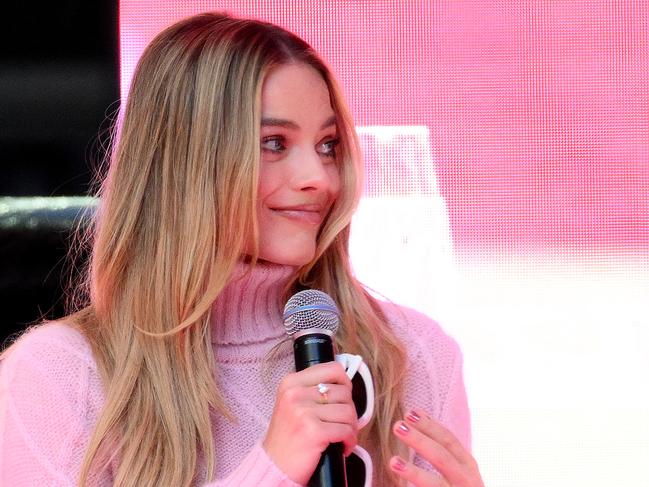 Margot Robbie looks pretty in pink at the Barbie fan event at Westfield Sydney on Friday. Picture: Getty Images