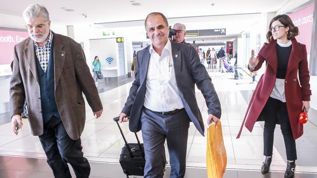 Victorian MP Khalil Eideh arrives back in Melbourne after he was refused entry to the United States in July. Picture: AAP/Wayne Taylor