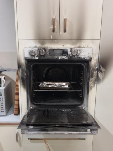 A stove grill that was left on at a Yamba property caused significant damage to the appliance. Photo: Yamba Fire &amp; Rescue