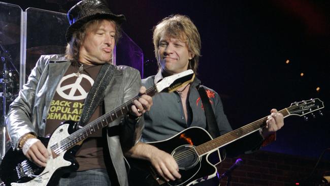 Richie Sambora and Jon Bon Jovi are back on speaking terms—on Twitter, at least. Source: AP