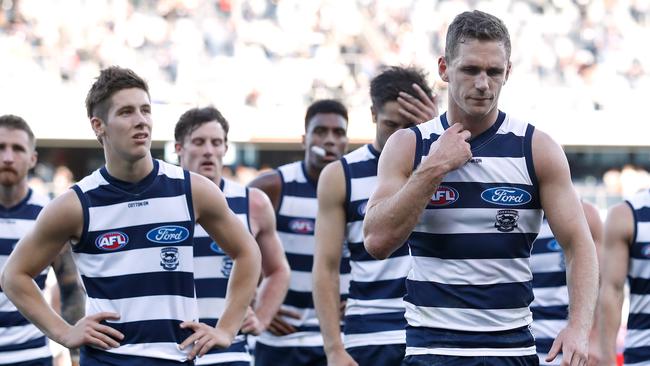 Geelong has lost twice after leading at three-quarter time. Picture: Getty Images