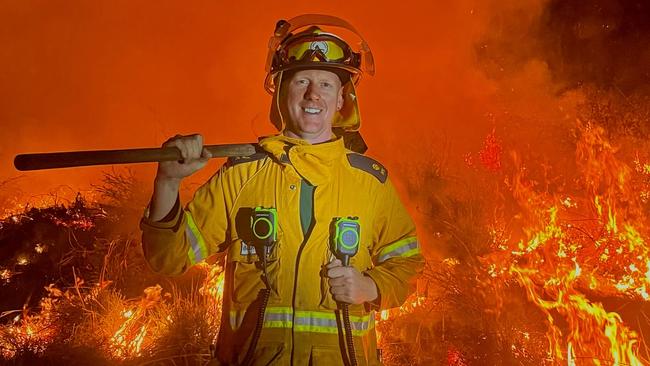 Beerwah Rural Fire Brigade officer Jack Cain at the Beerwah bushfire. Picture: Supplied