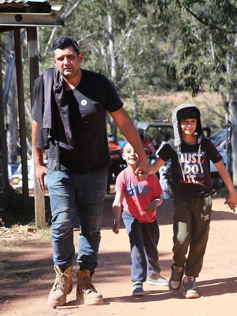 Dad Anthony Elfalak after visiting AJ in the ambulance. Picture: Peter Lorimer/NCA NewsWire