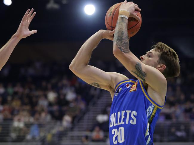 Nathan Sobey of the Bullets shoots during the 2023 NBL Blitz match between Sydney Kings and Brisbane Bullets Mayor Tom Tate is prepared to splash the cash on a Gold Coast return to the National Basketball League as the city continues to grow its partnership with the nation’s premiere men’s hoops competition. (Photo by Russell Freeman/Getty Images for NBL)