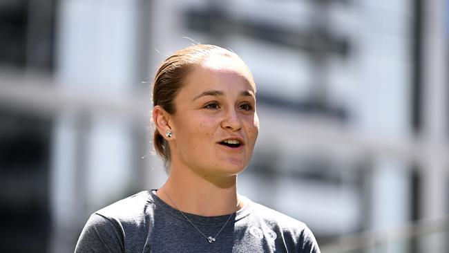 BRISBANE, AUSTRALIA - NewsWire Photos - MARCH 24, 2022. World number one tennis player Ash Barty speaks during a press conference to announce her retirement from the sport, at the Westin Hotel in Brisbane. Picture: NCA NewsWire / Dan Peled