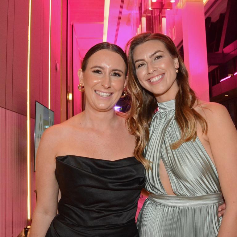 Emma Hale and Alice Hanot at the grand opening of The Langham Gold Coast, Surfers Paradise. Pic: Regina King