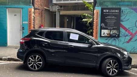 An illegal park, one of many seen across the inner west, pictured blocking a driveway. Picture: Supplied