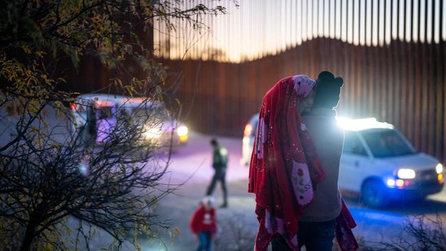 Migrants turn themselves in to Border Patrol in Ruby, Arizona. Picture: Brandon Bell/Getty Images/AFP