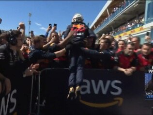 Max Verstappen celebrates.