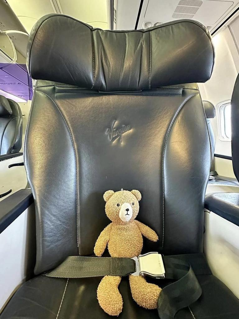 The airline took to social media to try find the bear’s owner. Picture: Facebook