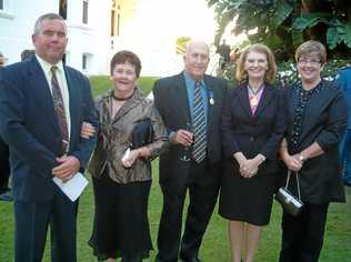 (L-R) Robert Searle, Wendy Searle, Noel Searle former Queensland Governor  The Honourable Penelope Wensley and Andrea Playford. Picture: Contributed