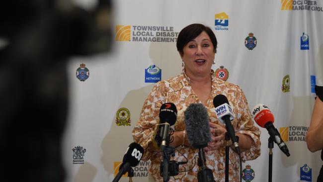 Townsville Acting Mayor Ann-Maree Greaney speaks to media at the Local Disaster Coordination Centre.