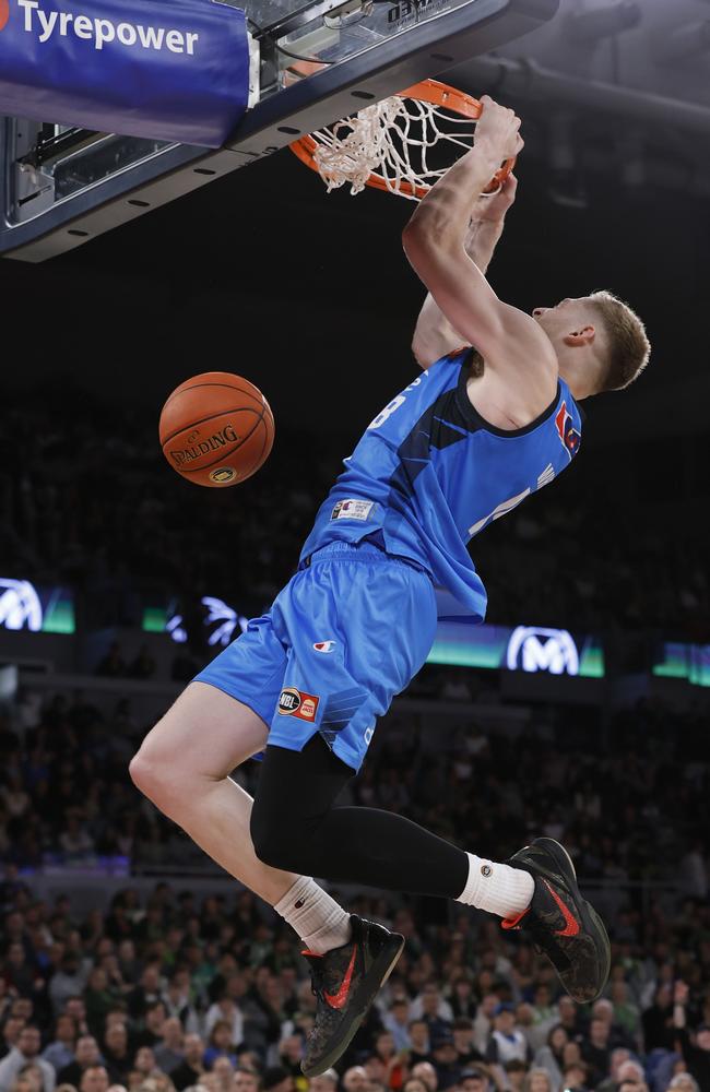 Jack White puts down a dunk against the Phoenix. Picture: Darrian Traynor/Getty Images