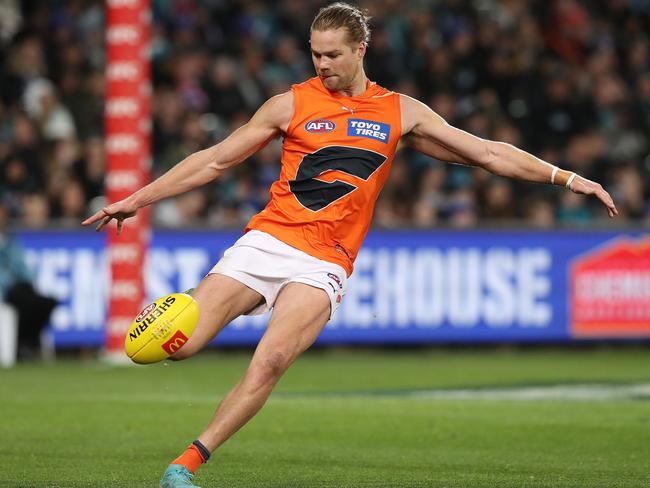 Harry Himmelberg was used at the back late last season. Picture: Sarah Reed/AFL Photos via Getty Images