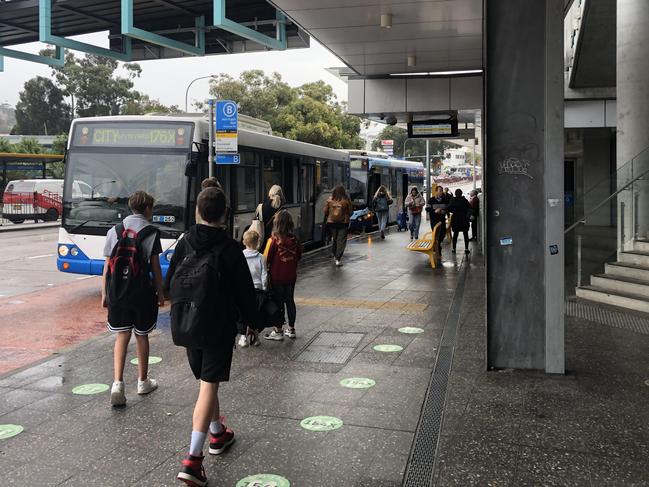 An express bus leaving Brookvale for Wynyard at the bus stop on Warringah Rd, Brookvale. Picture: Manly Daily.