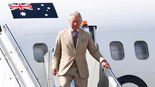 His Royal Highness Prince Charles arrives at the Darwin RAAF base in the Northern Territory on Monday afternoon, following a stopover in East Arnhem land   earlier in the day , during his two day visit to the Northern Territory. Pic Katrina Bridgeford.