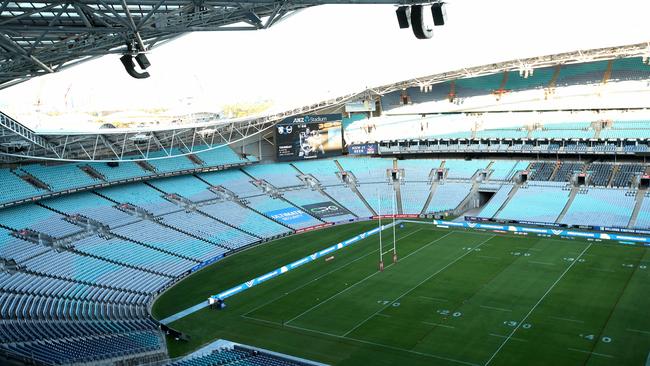 It’s a strange scene for the Bulldogs- Cowboys clash at ANZ Stadium. Photo: Phil Hillyard