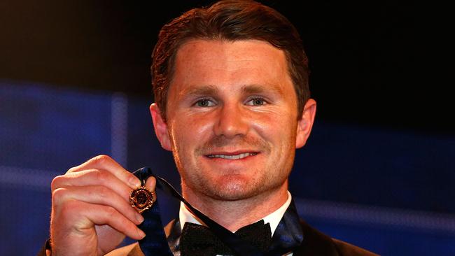 Patrick Dangerfield with his 2016 Brownlow Medal. Picture: Getty Images