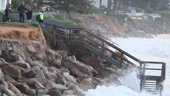 The Collaroy beach front has gone taking with it property's and possessions, this happened last night during the storms. Photo John Grainger