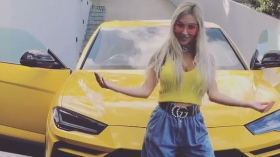 Nissy shows off her Lamborghini, which attracted a lot of social media attention. Picture: Instagram