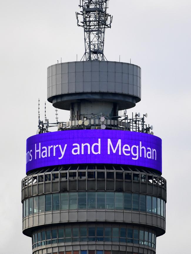 The BT Tower displays a celebratory message following the royal birth. Picture: Getty Images