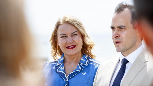 City of Holdfast mayor Amanda Wilson, the Liberal candidate for seat of Black with Liberal Leader Vincent Tarzia at the Brighton and Seacliff Yacht Club. Picture: Brett Hartwig