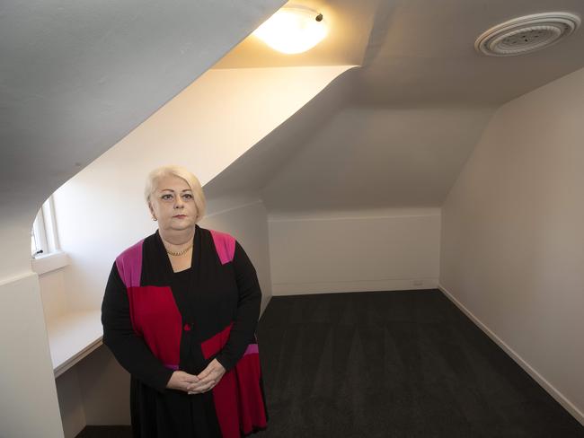 Wendy Rice in her empty Battery Point rental property. Picture: Chris Kidd