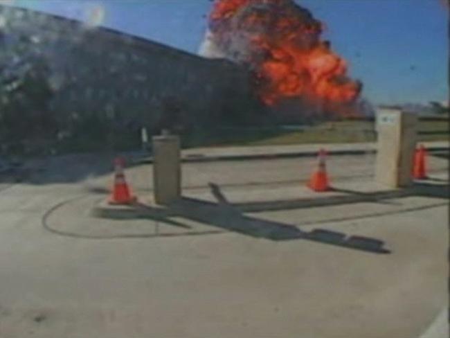 A video image shows the explosion after American Airlines Flight 77 crashed into the Pentagon.