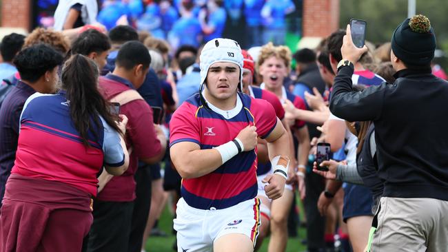 Action from the GPS rugby round 1 match between Churchie and Brisbane State High. Picture: Tertius Pickard