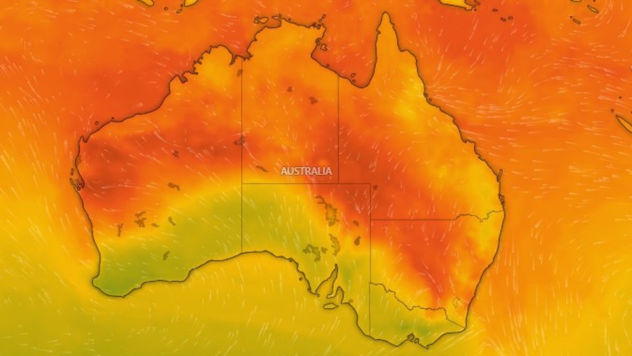 It will be a scorching hot day for residents in Sydney, with potential blackouts in parts of the city. Credit: Windy