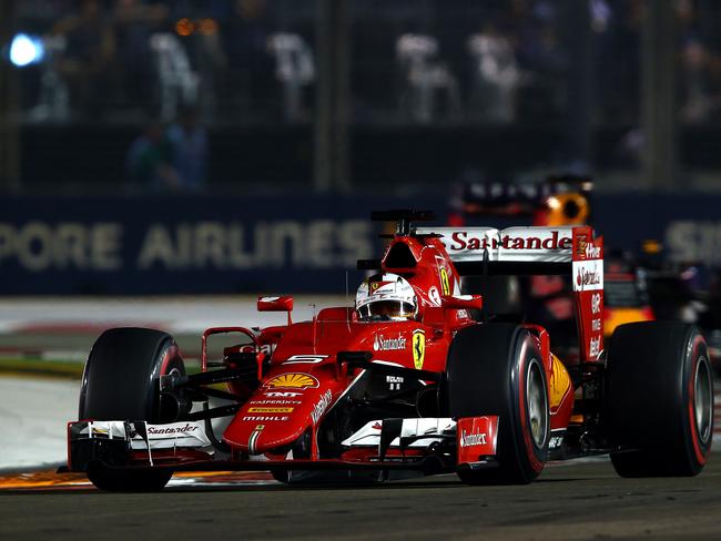 Sebastian Vettel of Ferrari took the top spot in the 2015 race. Picture: Mark Thompson/Getty Images.